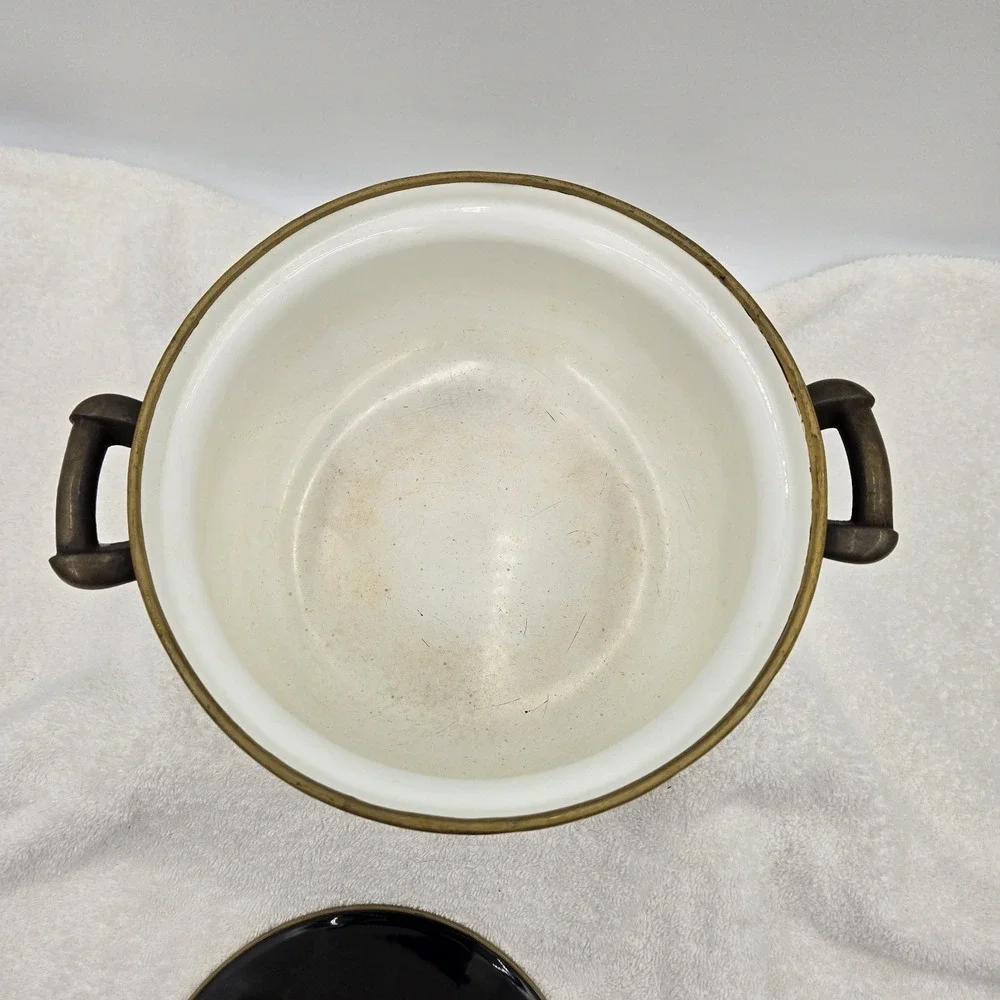 Vtg Mikasa Grande Chef UN710 Charisma Black Enamel Pot Cookware Iris Floral